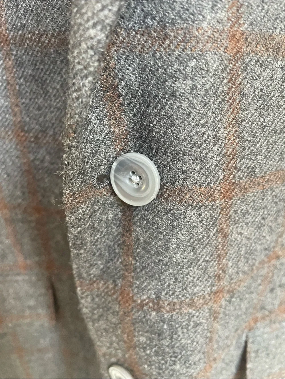 Michael Kors Gray Windowpane Wool Sport Coat with Brown Check Mens 42L